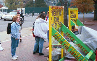 Protestors in Lafayette Square, across from the White House